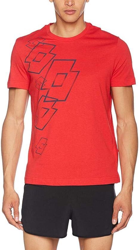 Load image into Gallery viewer, Lotto Mens Losanga Tee Shirt Soccer Tennis Sport - Red