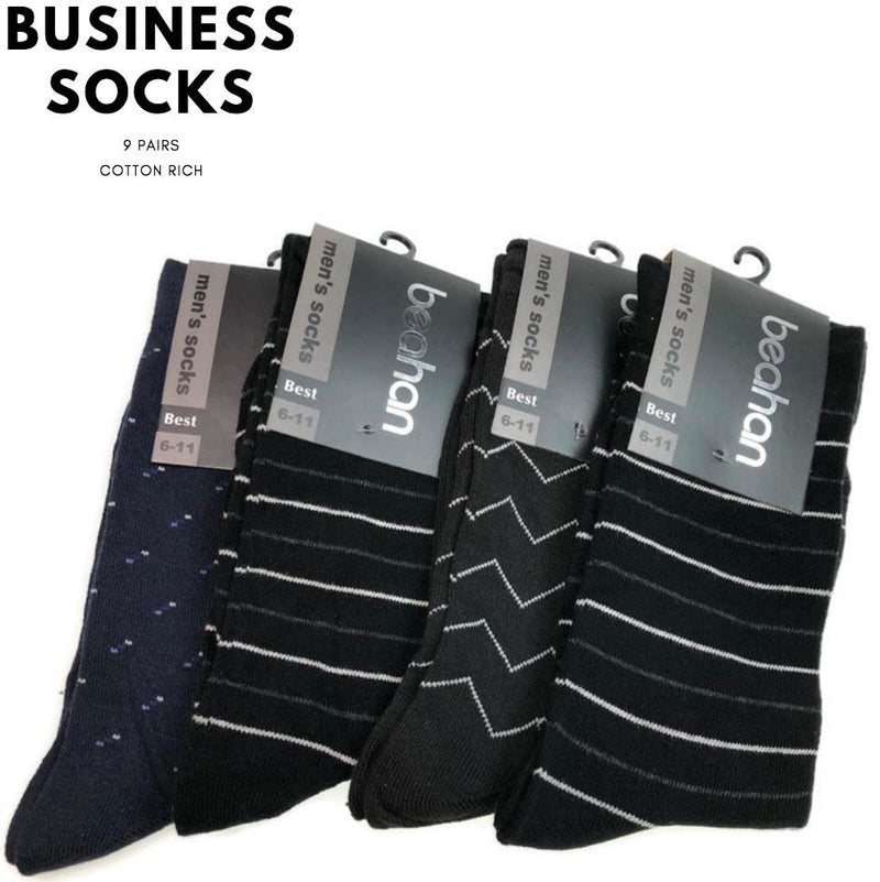 Load image into Gallery viewer, 9 Pairs COTTON BUSINESS SOCKS Mens Dress Crew Plain Work Casual BULK