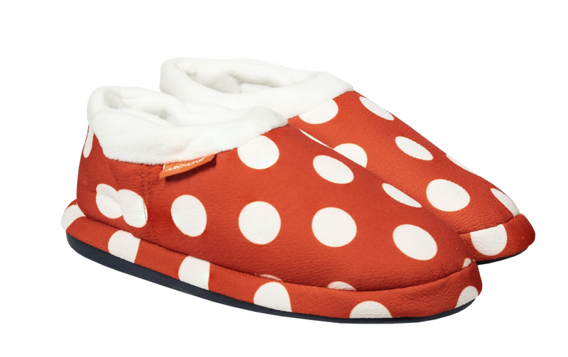 Load image into Gallery viewer, ARCHLINE Orthotic Slippers CLOSED Back Moccasins - Red Polka Dots
