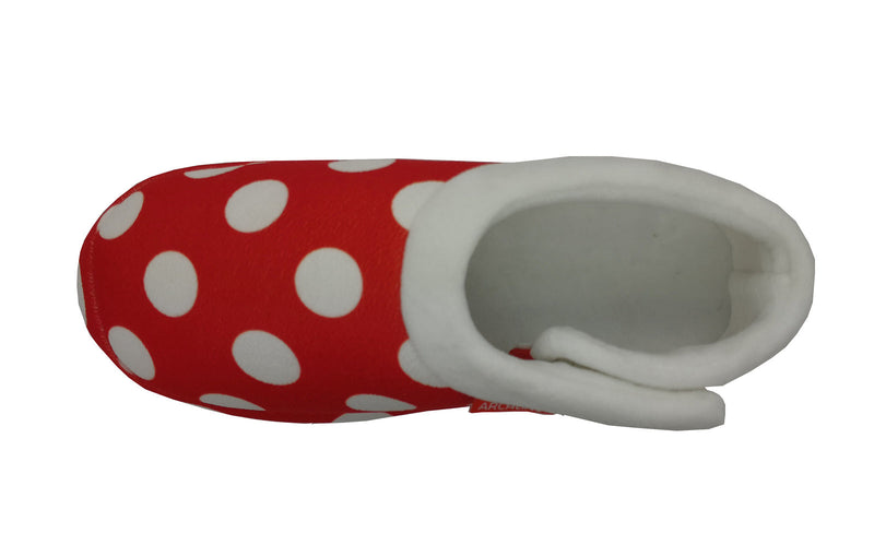 Load image into Gallery viewer, ARCHLINE Orthotic Slippers CLOSED Back Moccasins - Red Polka Dots
