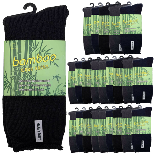 Load image into Gallery viewer, 24 Pairs PREMIUM BAMBOO SOCKS Mens Heavy Duty Thick Work Socks Cushion BULK