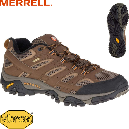 Merrell Mens Moab 2 GTX Gore-Tex Hiking Shoes Boots Trail Outdoor - Earth