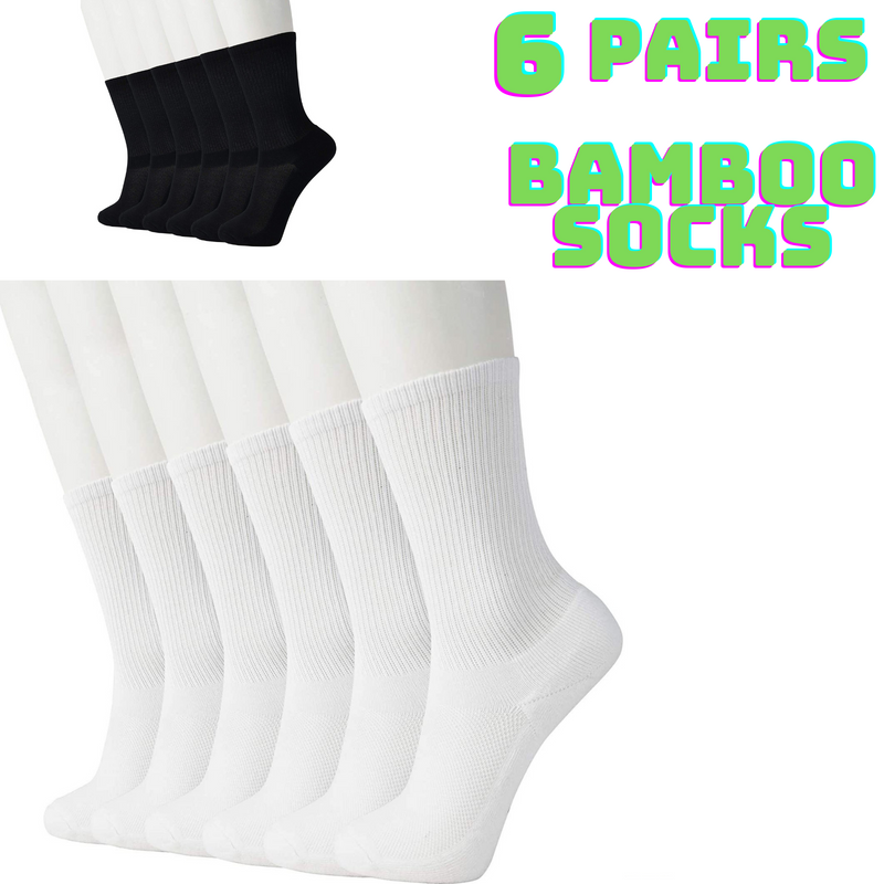Load image into Gallery viewer, 6 Pairs Bamboo Socks Unisex Premium Fiber Sock Super Soft Crew Tennis Sox