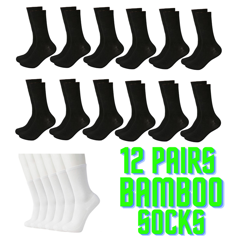 Load image into Gallery viewer, 12 Pairs Bamboo Socks Unisex Premium Fiber Sock Super Soft Crew