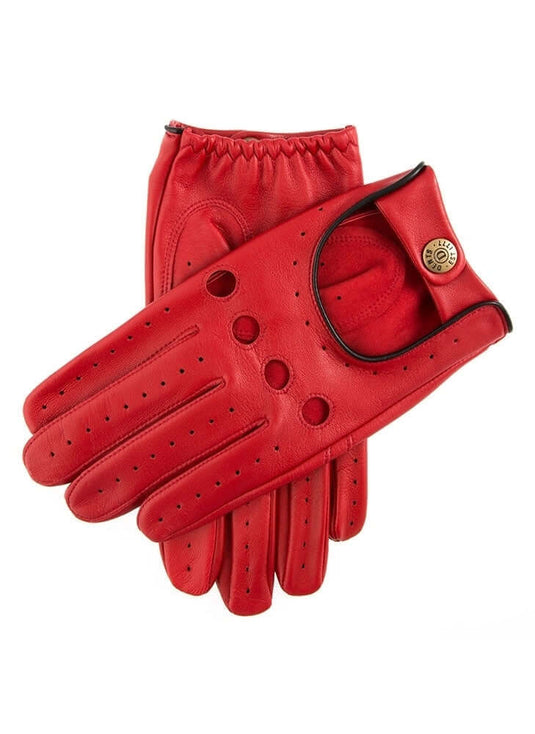 Dents Delta Mens Classic Leather Driving Gloves - Berry/Black