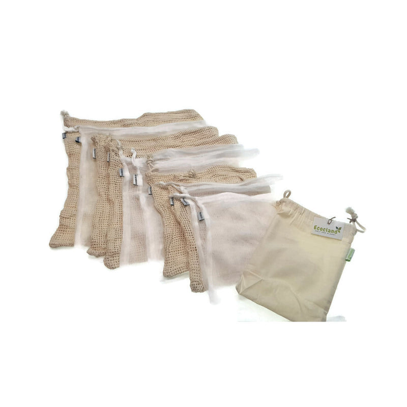 Load image into Gallery viewer, Set of 10 ECOCLAND Reusable Mesh Produce Bags Fruit Grocery Storage Washable Eco Bag