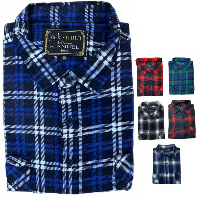Load image into Gallery viewer, Mens Flannelette Long Sleeve Shirt 100% Cotton Authentic Flannel - Half Placket