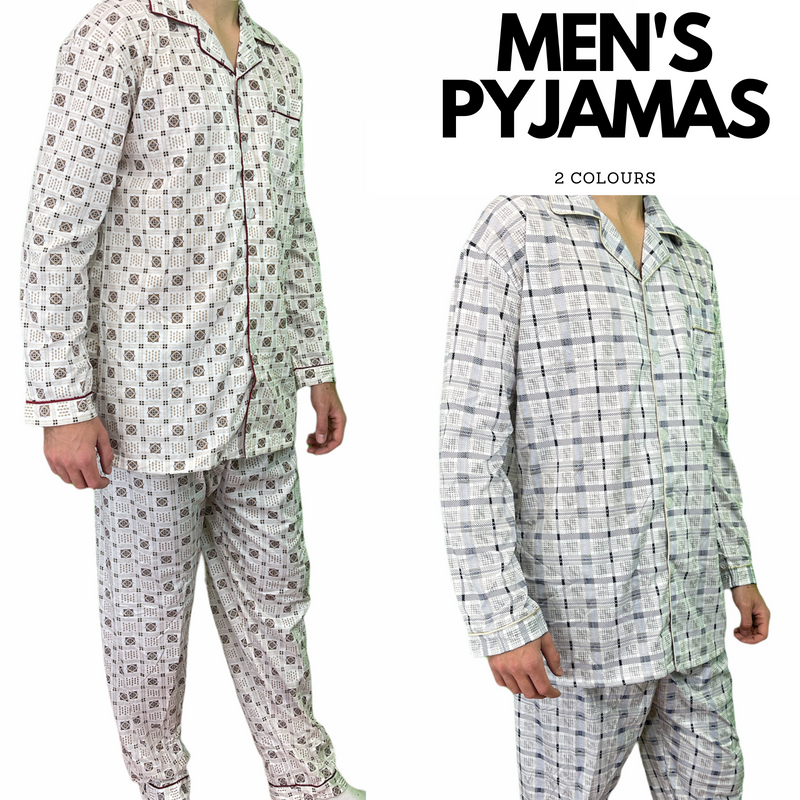 Load image into Gallery viewer, Mens Cotton Pajamas Pyjamas PJs Long Sleeve Shirt Tops + Pants Set Sleepwear