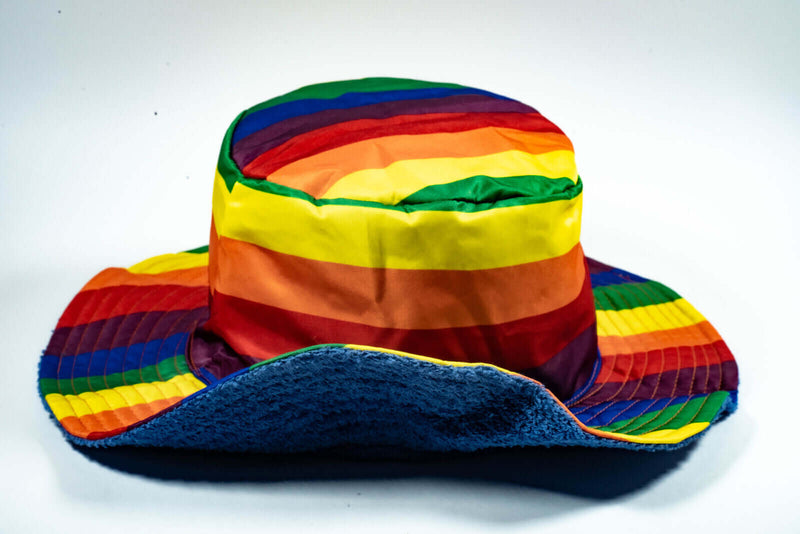 Load image into Gallery viewer, Rainbow Terry Towelling Bucket Hat Gay Lesbian Mardi Gras Party Cap LGBT - Reversible