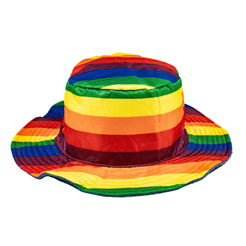 Load image into Gallery viewer, Rainbow Terry Towelling Bucket Hat Gay Lesbian Mardi Gras Party Cap LGBT - Reversible