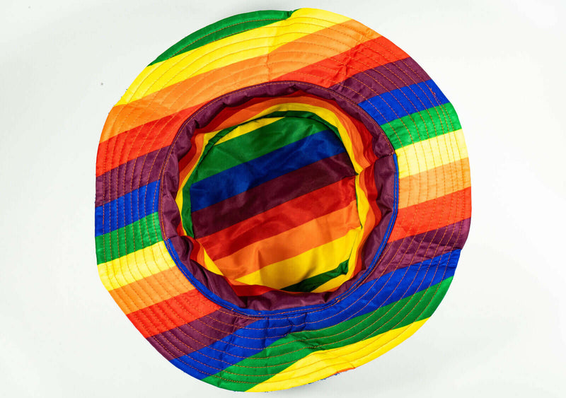Load image into Gallery viewer, Rainbow Terry Towelling Bucket Hat Gay Lesbian Mardi Gras Party Cap LGBT - Reversible