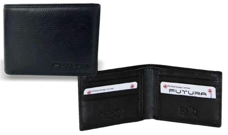 Load image into Gallery viewer, Futura Mens RFID Protected Slim Genuine Leather Wallet - Black