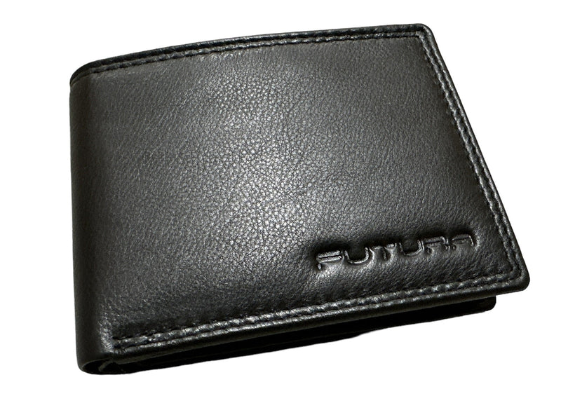 Load image into Gallery viewer, Futura Mens RFID Leather Fold Over Wallet w/ Gift Box - Black
