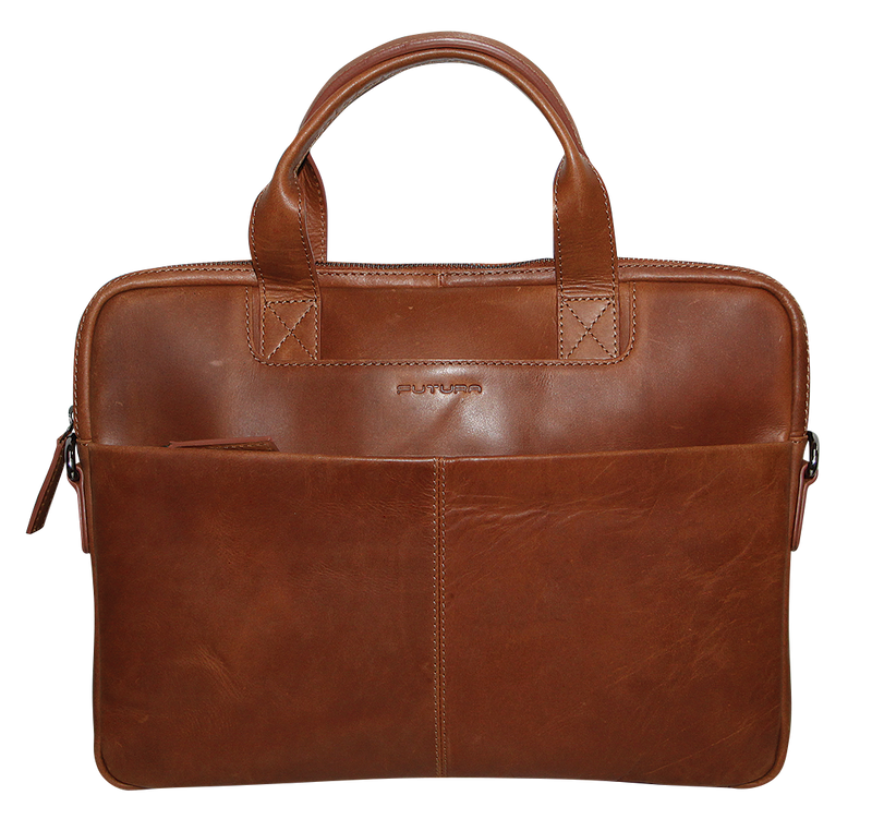 Load image into Gallery viewer, Futura Mens Slimline Laptop Bag Satchel Handbag Handles College - Brown