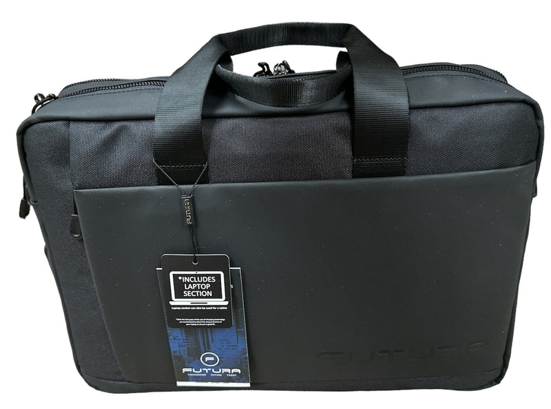 Load image into Gallery viewer, 15" Futura Laptop Computer Bag Travel Work Messenger Bag w/USB Port - Black