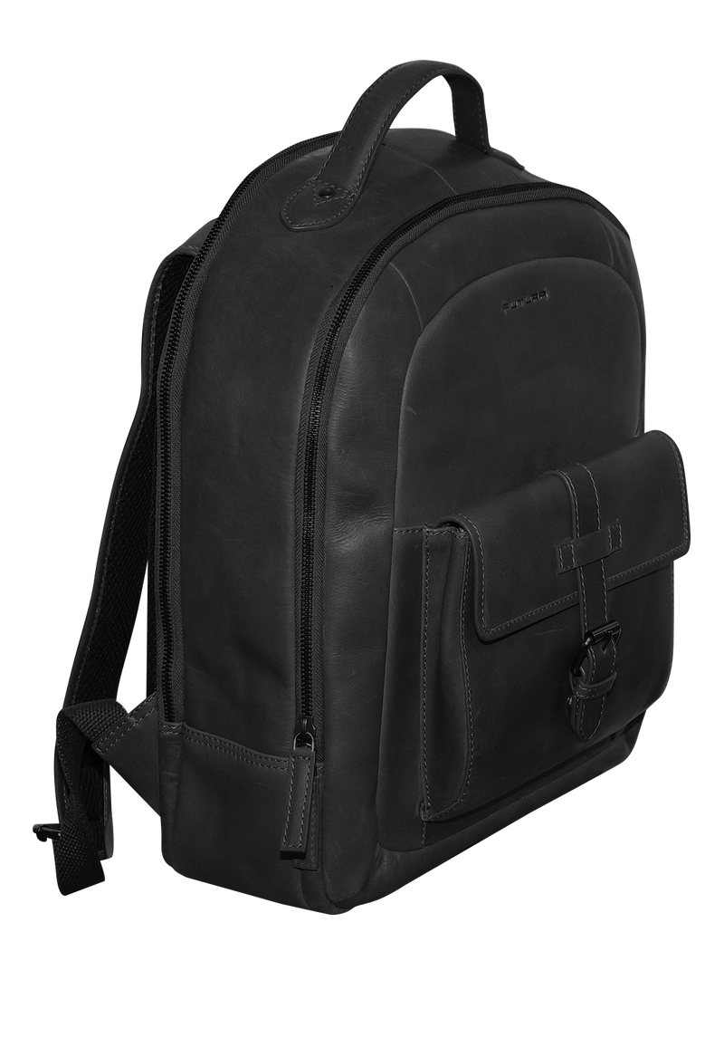 Load image into Gallery viewer, Futura Mens Leather Laptop Backpack School Shoulder Bag Front Pocket - Black