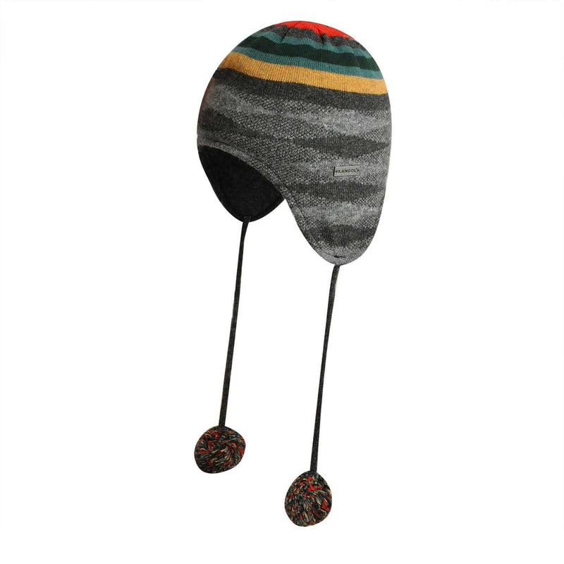 Load image into Gallery viewer, KANGOL Chameleon Earlap Beanie Hat Winter Warm Pom Pom Wool Blend - Dark Flannel