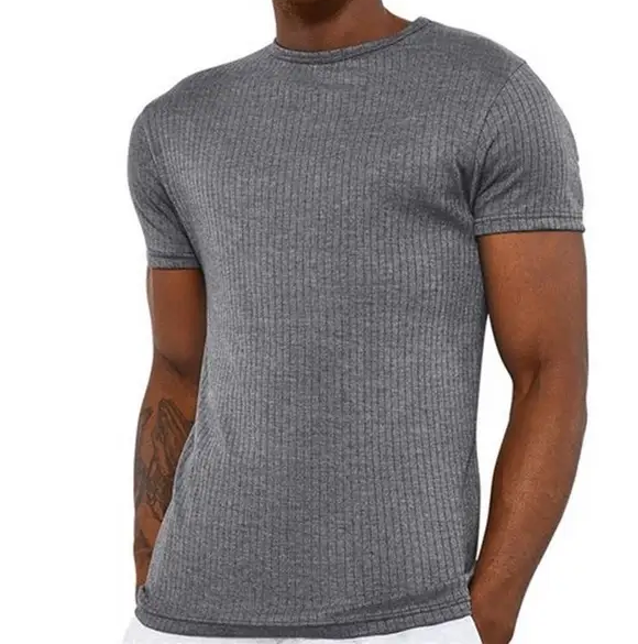 Load image into Gallery viewer, Mens Short Sleeve Cotton Top T Shirt Warm Winter Thermals - Charcoal - 100cm