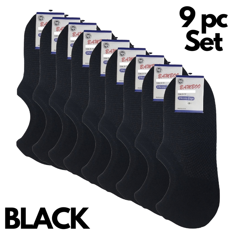 Load image into Gallery viewer, 9x Pairs No Show Bamboo Socks Non-Slip Heel Grip Low Cut Invisible Footlet New