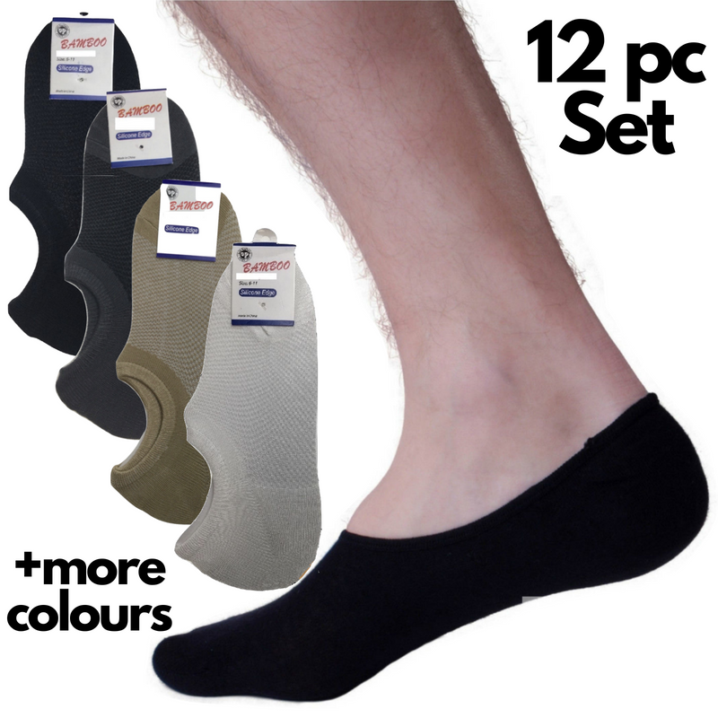 Load image into Gallery viewer, 12x Pairs No Show Bamboo Socks Non-Slip Heel Grip Low Cut Invisible Footlet New