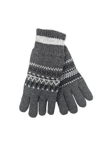 Dent's Mens Thinsulate Lined Fairisle Knit Gloves - Black/Grey