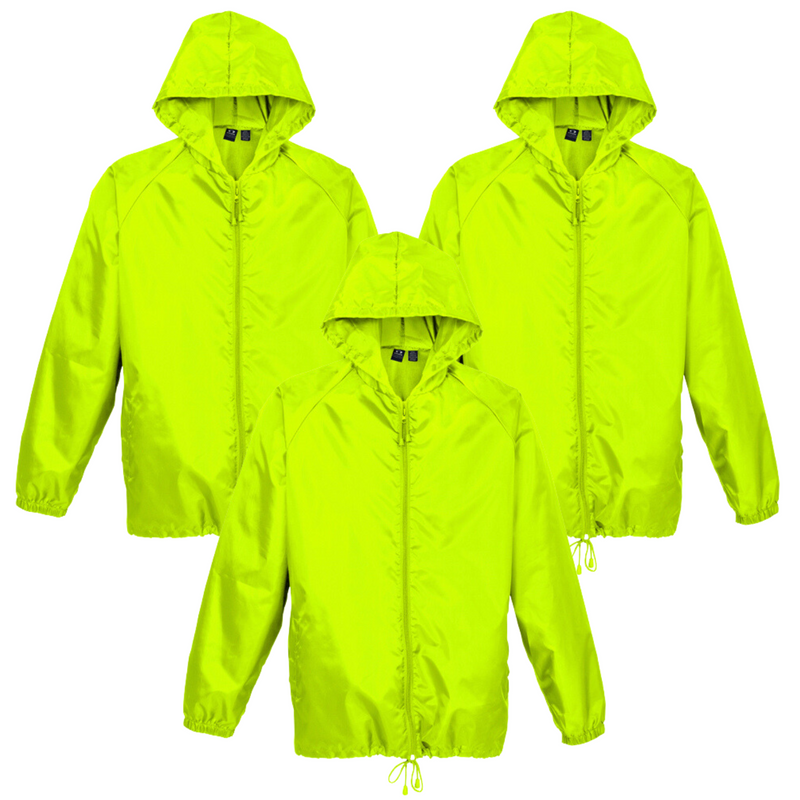Load image into Gallery viewer, 3pc Set Adult Spray Jacket Outdoor Rain Hi Vis Poncho Waterproof - Fluoro Lime