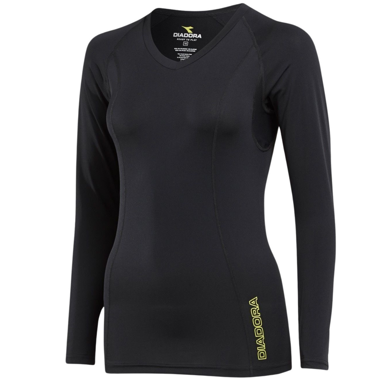 Load image into Gallery viewer, DIADORA Ladies Compression Sports Thermal Long Sleeve Tee Top T Shirt - Black