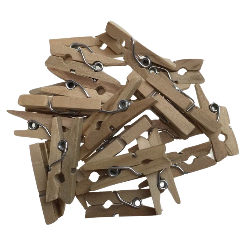 Load image into Gallery viewer, 50pcs MINI WOODEN PEGS Natural Craft Baby Shower Clothes Pin Scrapbook BULK 25mm