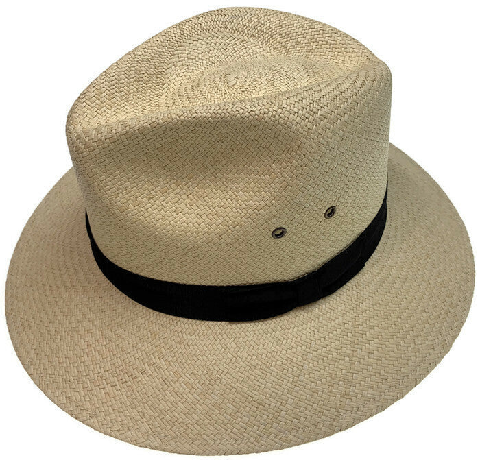 Load image into Gallery viewer, Luxury Genuine Panama Straw Hat Ecuadorian Fedora Wide Brim - Hand Woven in Ecuador MADE IN USA
