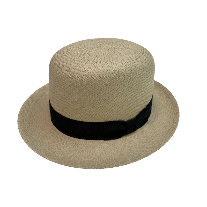 Load image into Gallery viewer, Boutique Mens Straw Bowler Hat Straw MADE IN USA Fine Du-Pont Teflon Genuine Panama