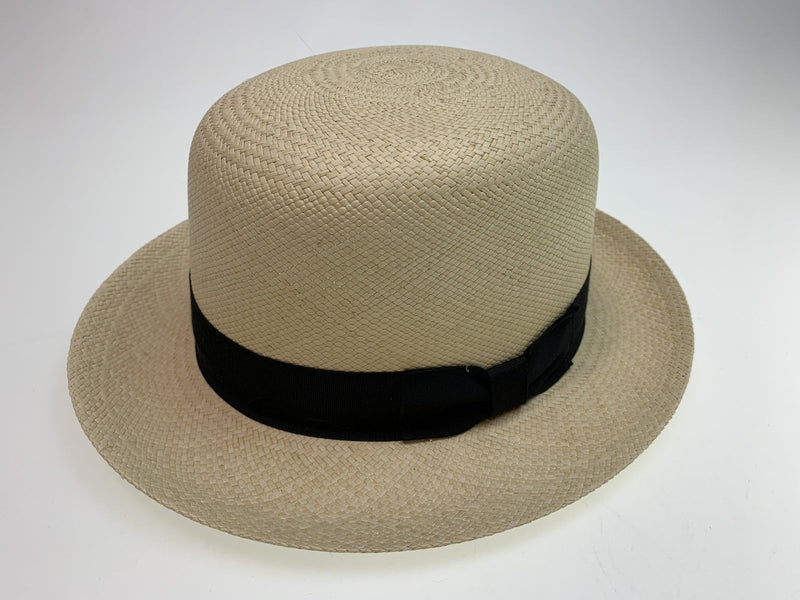 Load image into Gallery viewer, Boutique Mens Straw Bowler Hat Straw MADE IN USA Fine Du-Pont Teflon Genuine Panama