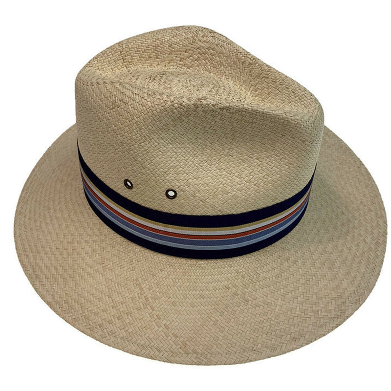 Load image into Gallery viewer, STRAW PANAMA HAT Trilby Beach Golf Cap Summer Sun Hand Woven Made in USA - MEDIUM