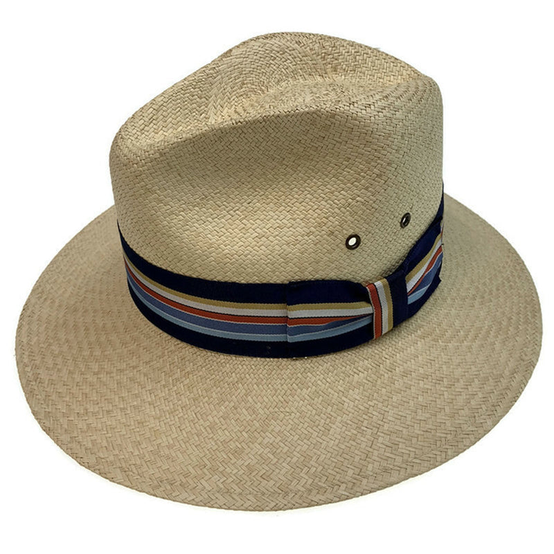 Load image into Gallery viewer, STRAW PANAMA HAT Trilby Beach Golf Cap Summer Sun Hand Woven Made in USA - MEDIUM