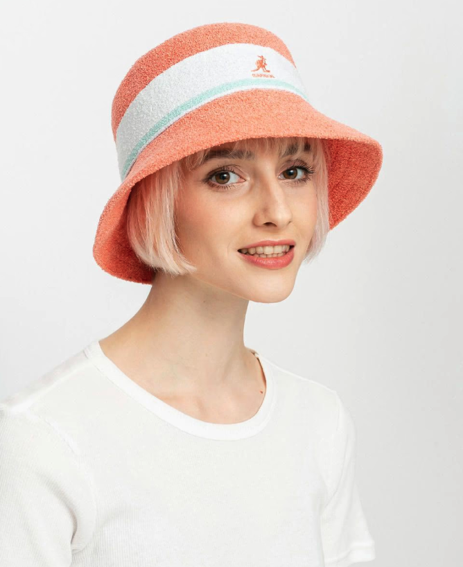 Load image into Gallery viewer, Kangol Bermuda Stripe Bucket Hat Summer Beach Camping Cap - Peach Pink
