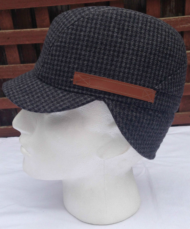 Load image into Gallery viewer, KANGOL Angle Tweed Havelock Hat - BLACK K0741LX Winter Wool Earlap MADE IN ITALY
