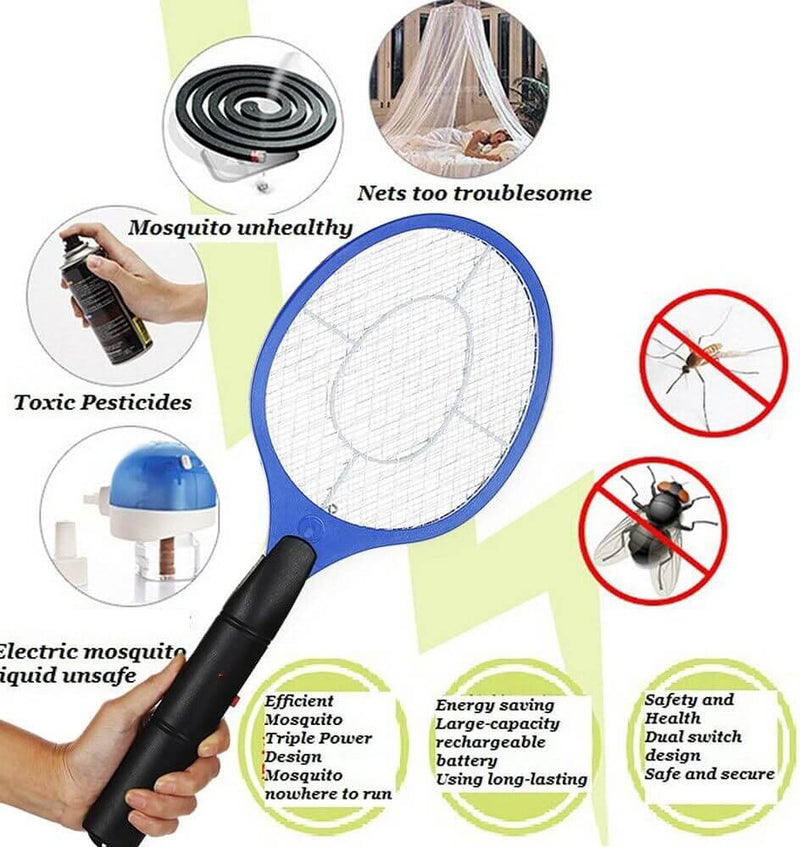 Load image into Gallery viewer, 4x BUG ZAPPER RACKET Fly Mosquito Pest Swatter Net Racquet Electric Insect Killer