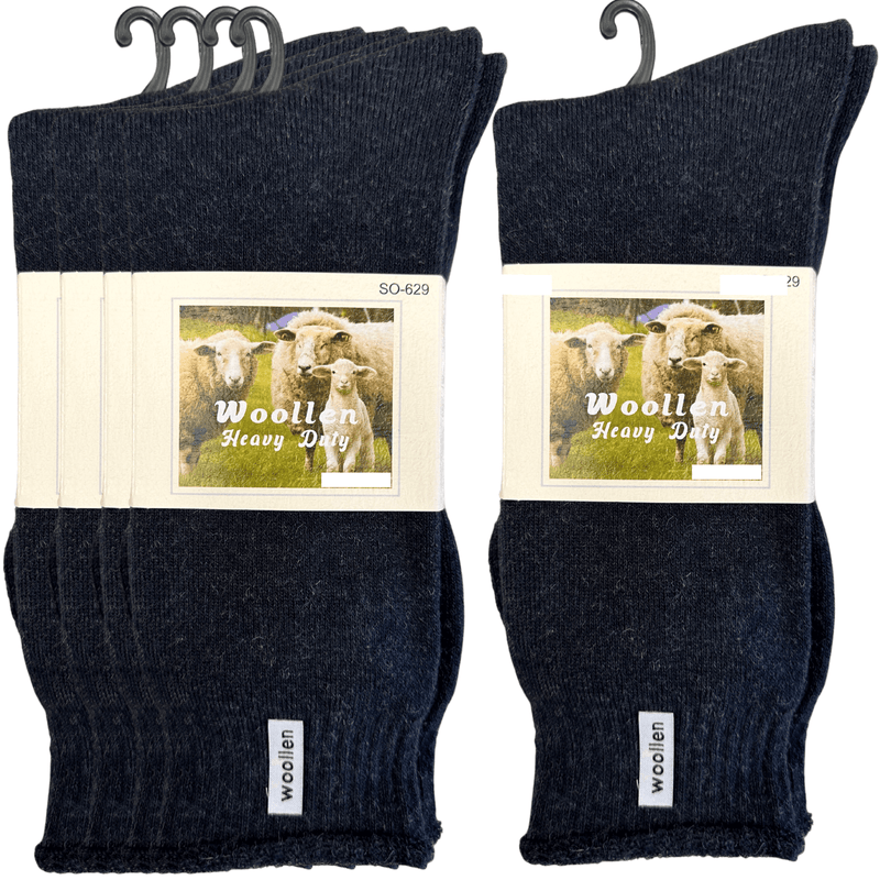 Load image into Gallery viewer, 12 Pairs Premium Mens Wool Heavy Duty Thick Work Socks Cushion Woolen - Navy