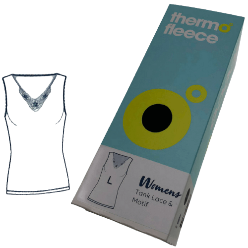 Load image into Gallery viewer, Womens V-Neck Pure Merino Wool Thermal Tank Top Lace Motif Singlet Thermals