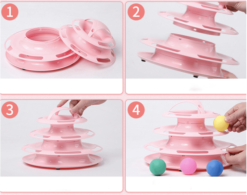 Load image into Gallery viewer, Funny Cat Toy Plastic Tower Interactive Track Ball Playing Game - Assorted Colours