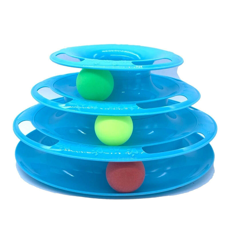 Load image into Gallery viewer, Funny Cat Toy Plastic Tower Interactive Track Ball Playing Game - Assorted Colours