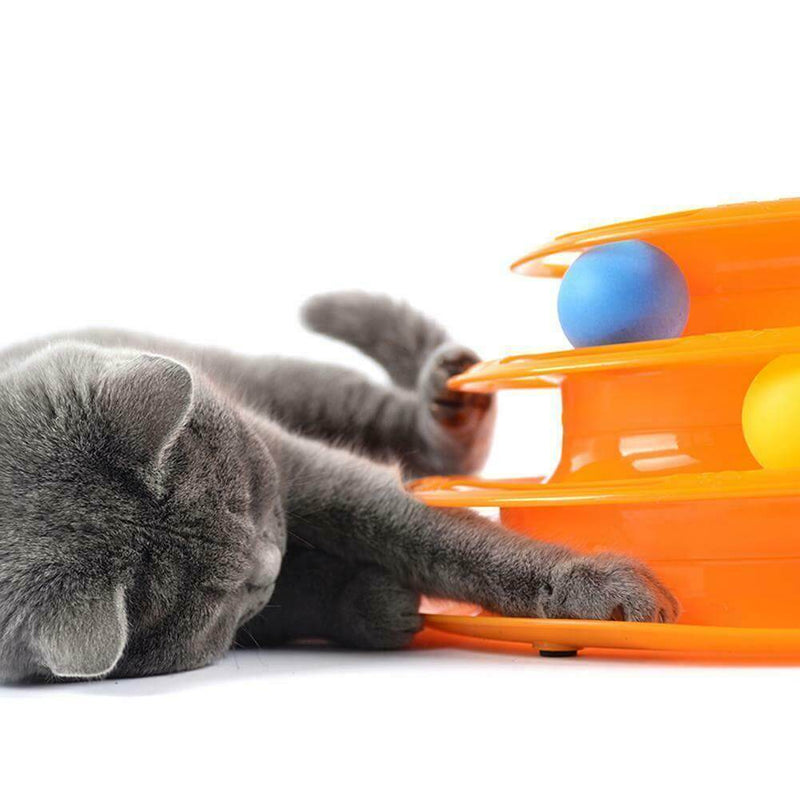 Load image into Gallery viewer, Funny Cat Toy Plastic Tower Interactive Track Ball Playing Game - Assorted Colours
