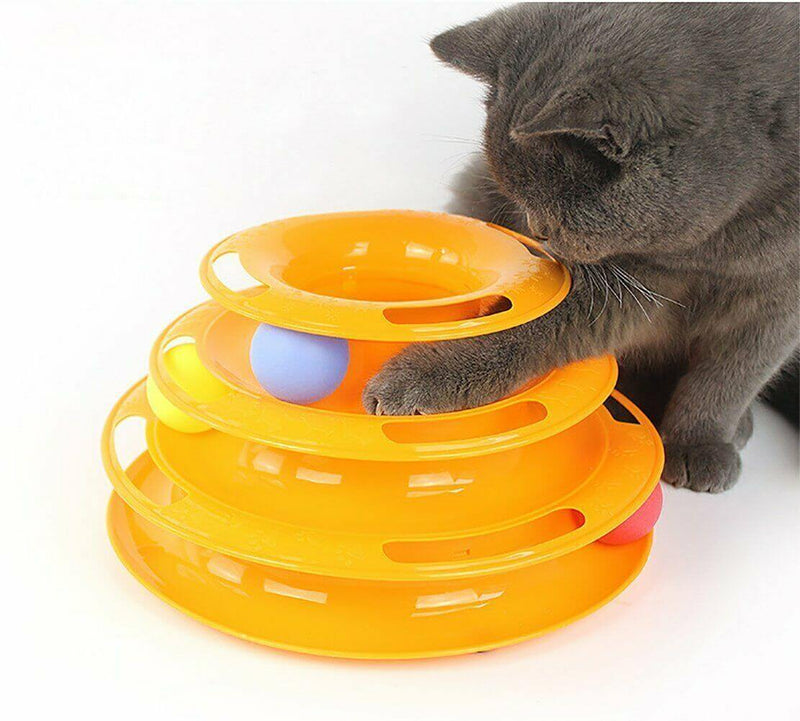 Load image into Gallery viewer, Funny Cat Toy Plastic Tower Interactive Track Ball Playing Game - Assorted Colours