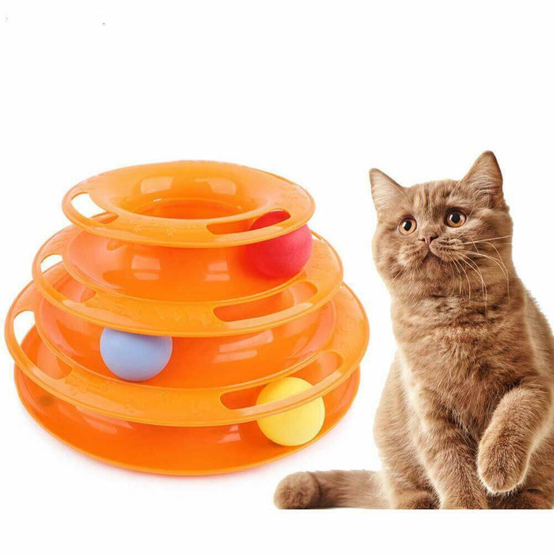 Load image into Gallery viewer, Funny Cat Toy Plastic Tower Interactive Track Ball Playing Game - Assorted Colours