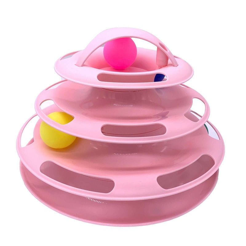 Load image into Gallery viewer, Funny Cat Toy Plastic Tower Interactive Track Ball Playing Game - Assorted Colours