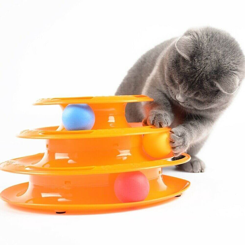 Load image into Gallery viewer, Funny Cat Toy Plastic Tower Interactive Track Ball Playing Game - Assorted Colours