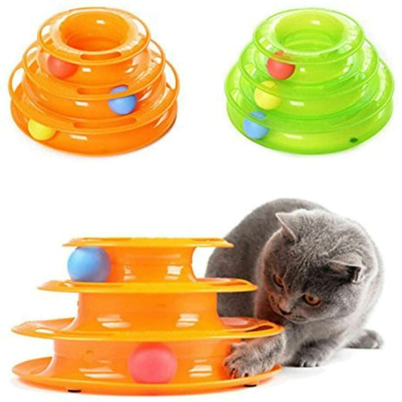 Load image into Gallery viewer, Funny Cat Toy Plastic Tower Interactive Track Ball Playing Game - Assorted Colours