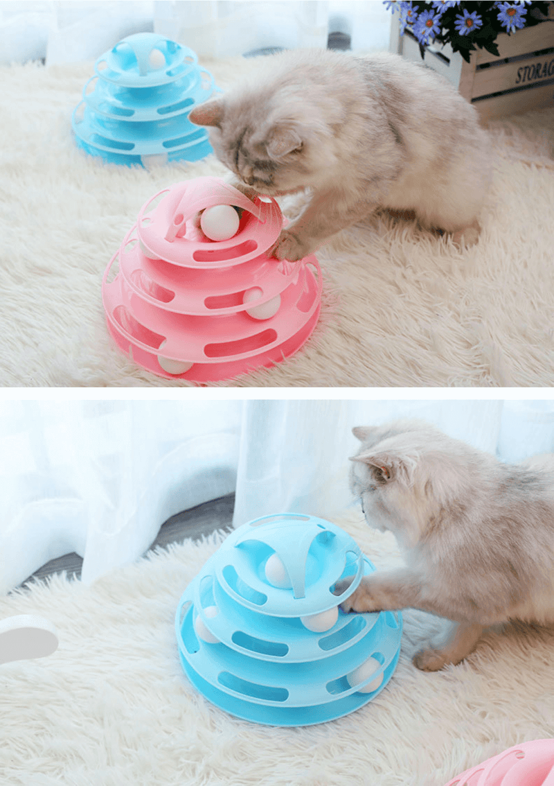 Load image into Gallery viewer, Funny Cat Toy Plastic Tower Interactive Track Ball Playing Game - Assorted Colours