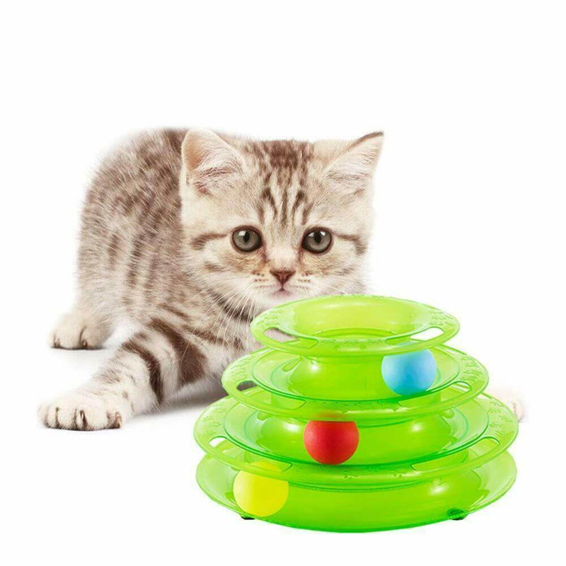 Load image into Gallery viewer, Funny Cat Toy Plastic Tower Interactive Track Ball Playing Game - Assorted Colours