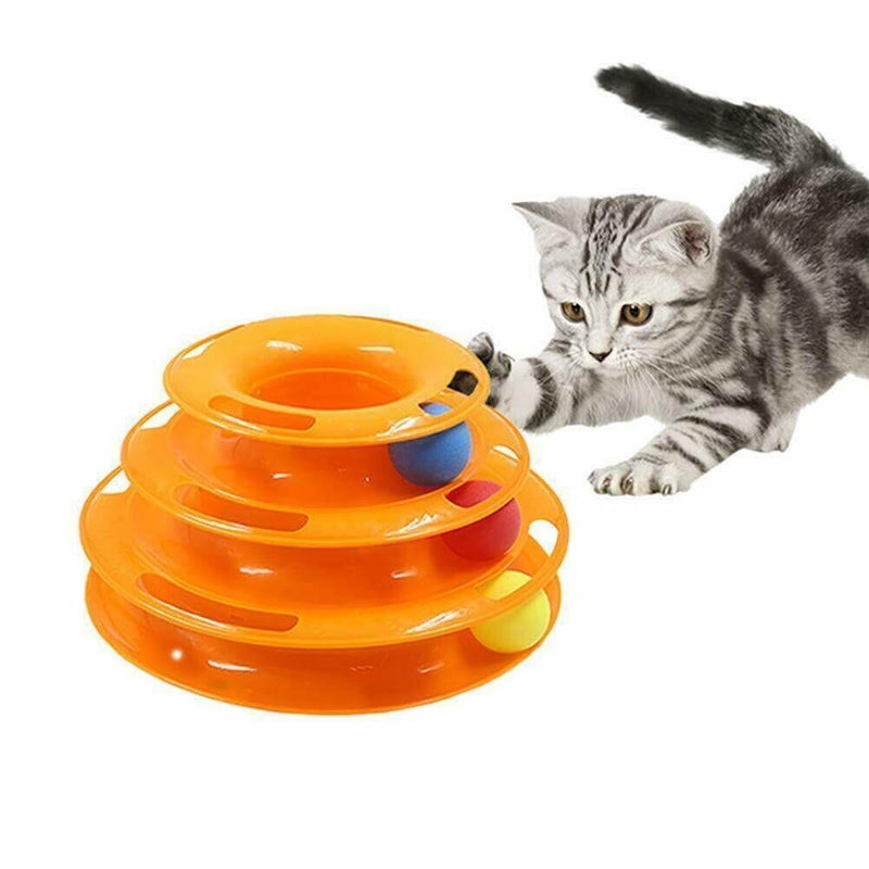 Load image into Gallery viewer, Funny Cat Toy Plastic Tower Interactive Track Ball Playing Game - Assorted Colours