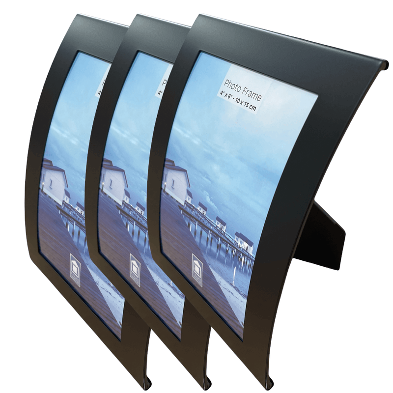 Load image into Gallery viewer, 3x Curve Picture Photo Frame Curved Aluminium Portrait 10cm x 15cm (4"x6") - Black